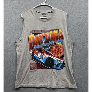nascar daytona 500 t-shirt men's Size XL Muscle Sleeveless heather gray #18